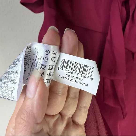 BCBGeneration Maroon Vneck Tie Front Mini Dress Size L - Picture 6 of 6